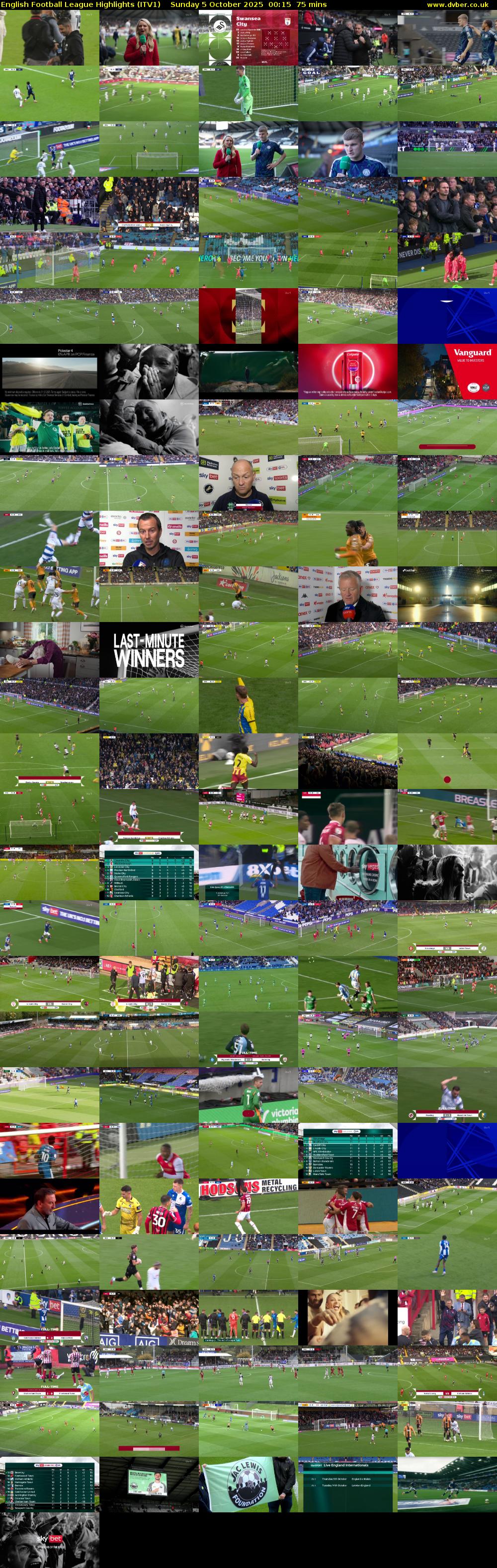 English Football League Highlights (ITV1) Sunday 5 October 2025 00:15 - 01:30
