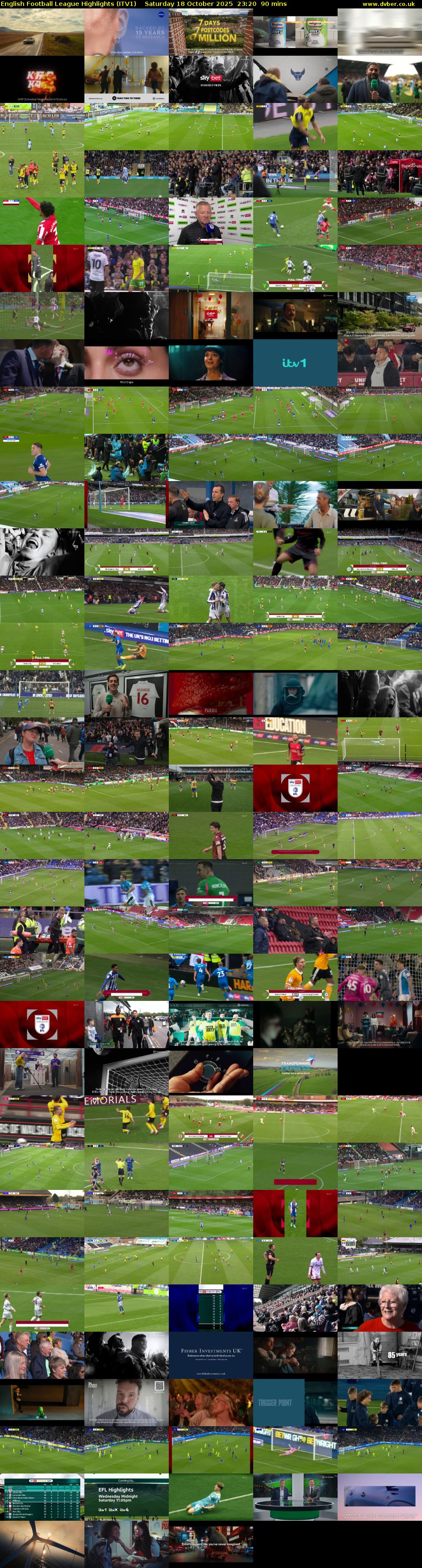 English Football League Highlights (ITV1) Saturday 18 October 2025 23:20 - 00:50