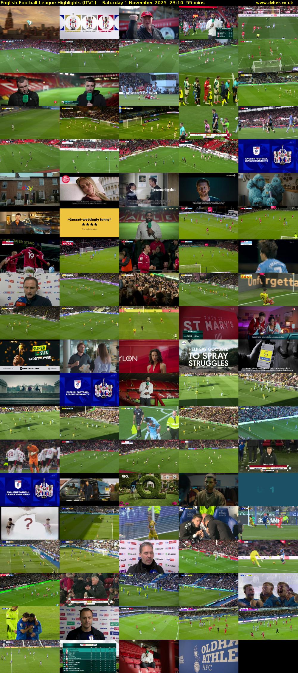 English Football League Highlights (ITV1) Saturday 1 November 2025 23:10 - 00:05