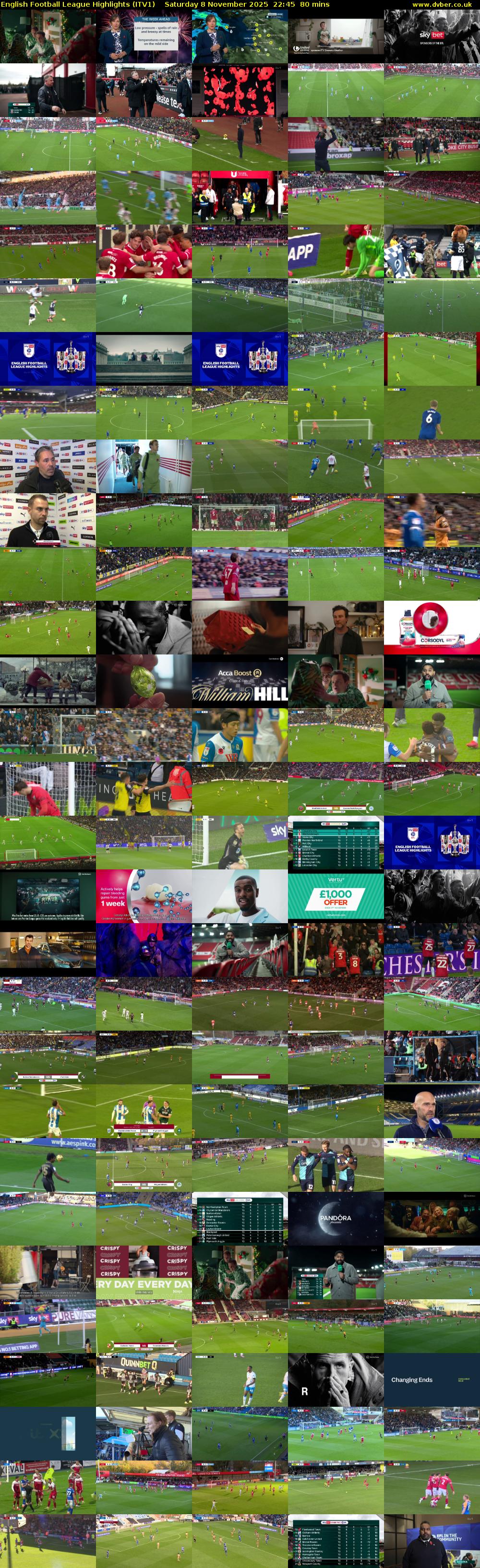 English Football League Highlights (ITV1) Saturday 8 November 2025 22:45 - 00:05