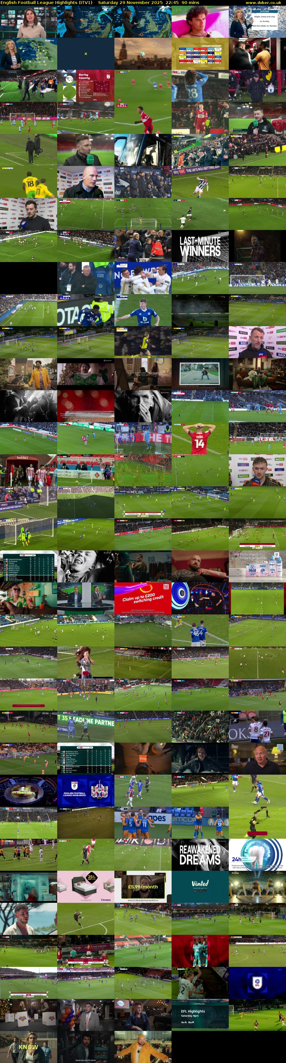English Football League Highlights (ITV1) Saturday 29 November 2025 22:45 - 00:15