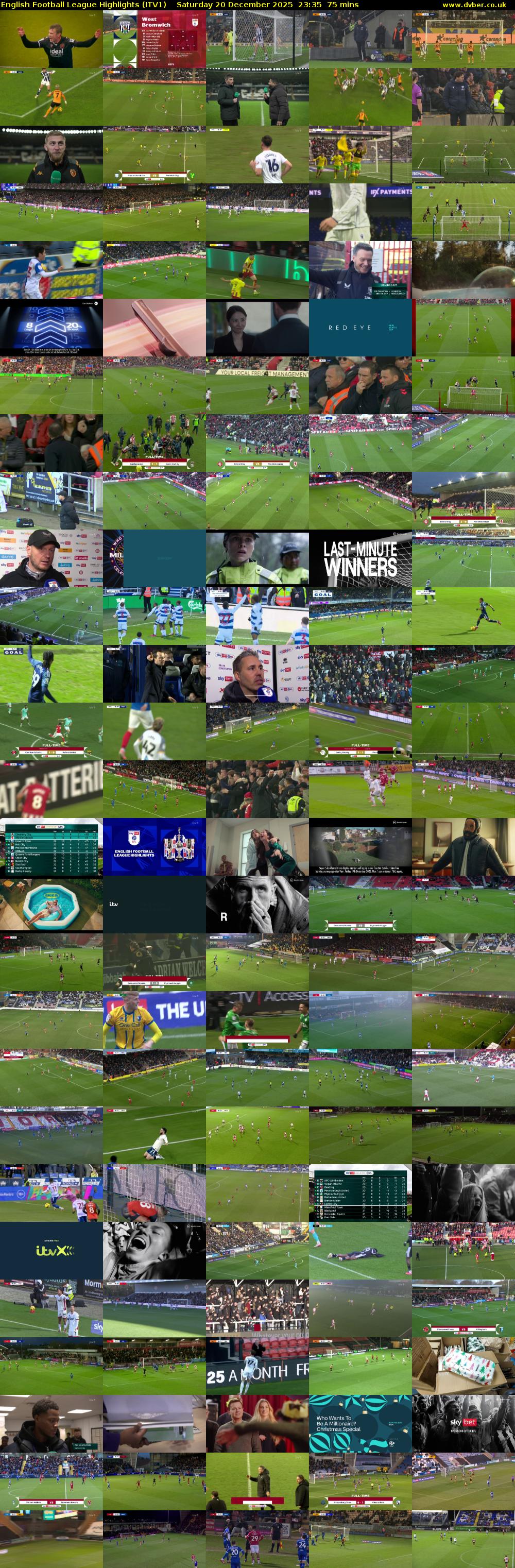 English Football League Highlights (ITV1) Saturday 20 December 2025 23:35 - 00:50