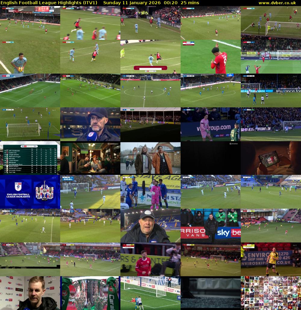 English Football League Highlights (ITV1) Sunday 11 January 2026 00:20 - 00:45
