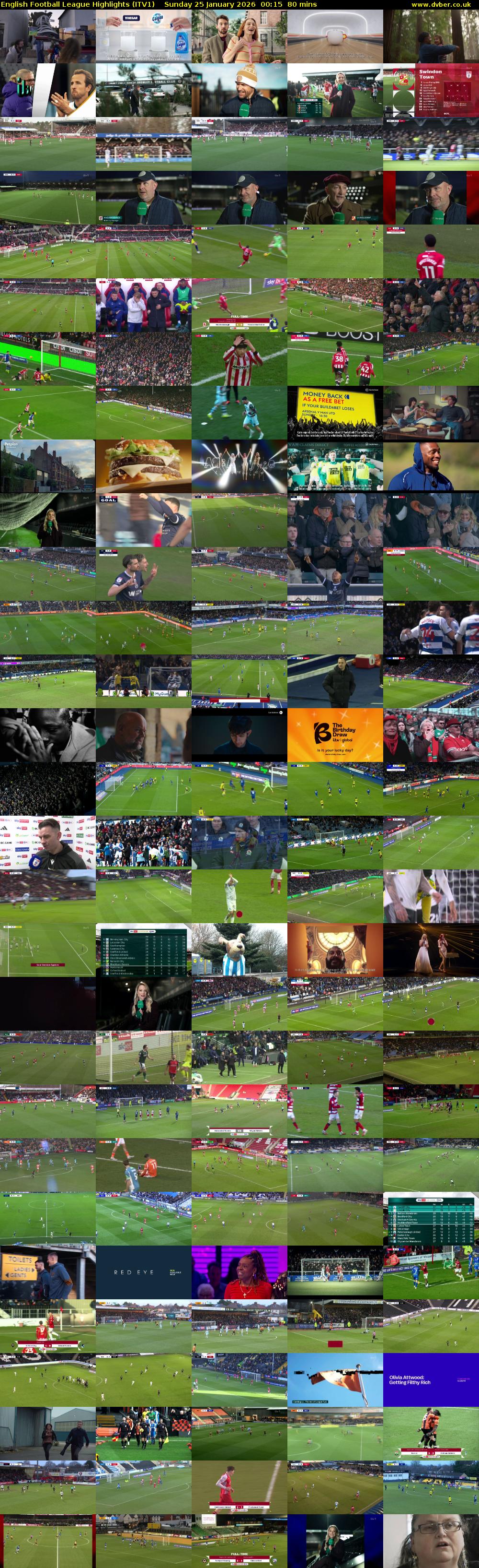English Football League Highlights (ITV1) Sunday 25 January 2026 00:15 - 01:35