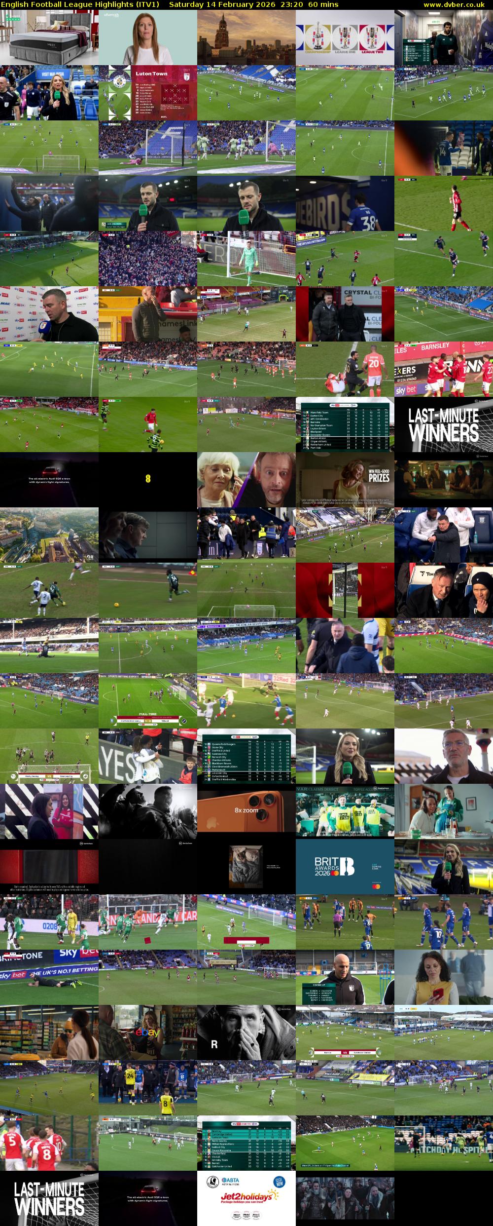 English Football League Highlights (ITV1) Saturday 14 February 2026 23:20 - 00:20