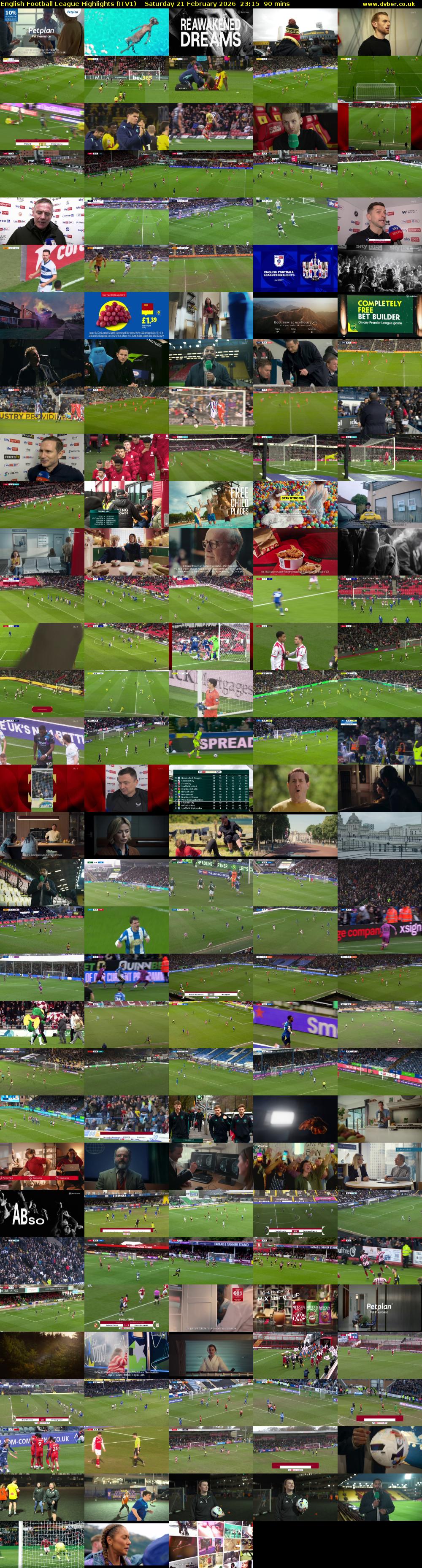 English Football League Highlights (ITV1) Saturday 21 February 2026 23:15 - 00:45