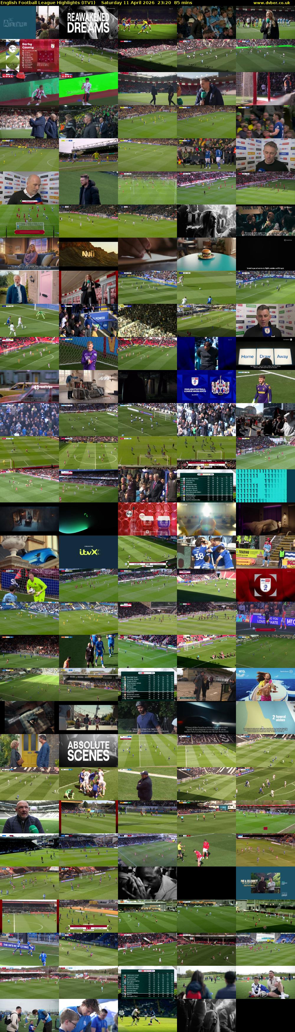 English Football League Highlights (ITV1) Saturday 11 April 2026 23:20 - 00:45