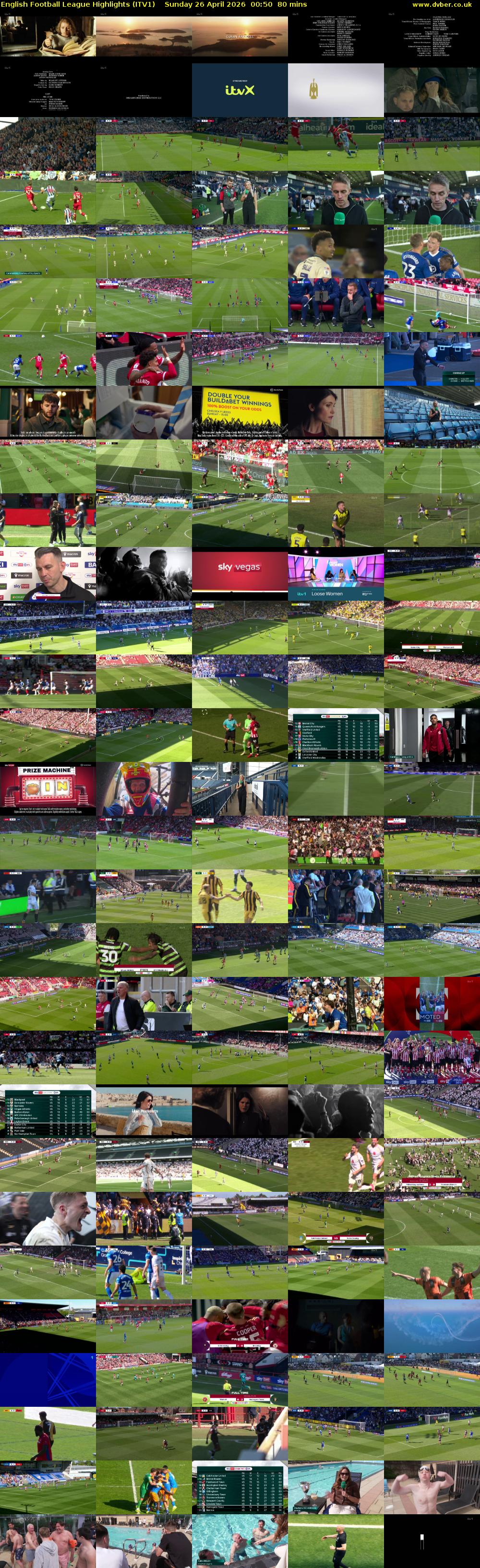 English Football League Highlights (ITV1) Sunday 26 April 2026 00:50 - 02:10