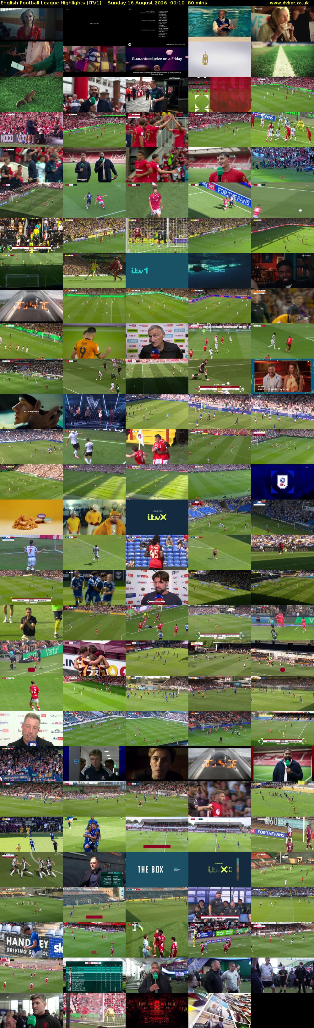 English Football League Highlights (ITV1) Sunday 16 August 2026 00:10 - 01:30
