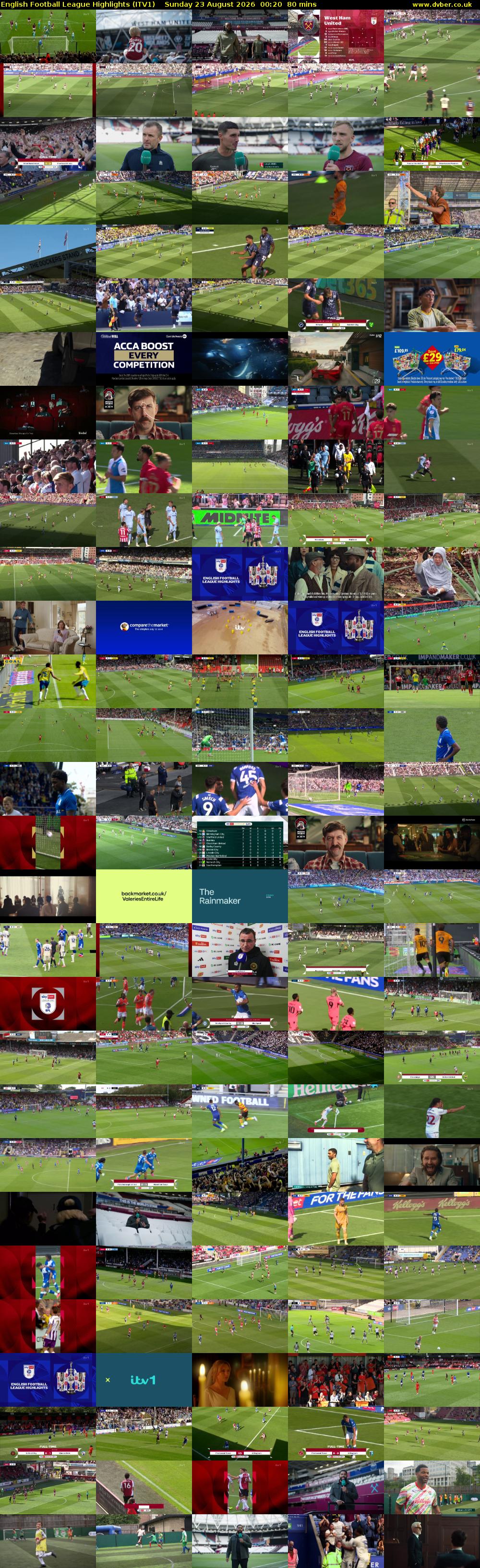 English Football League Highlights (ITV1) Sunday 23 August 2026 00:20 - 01:40