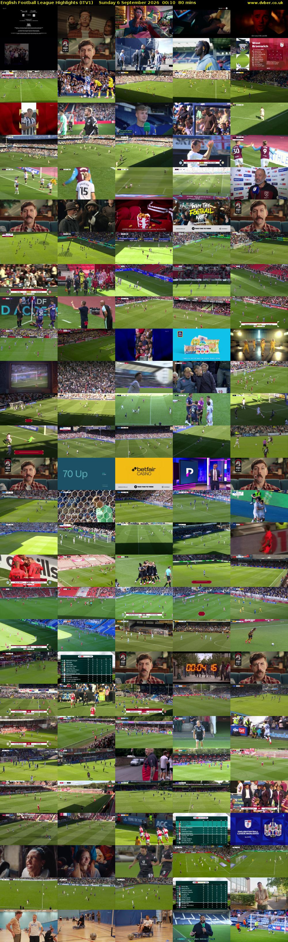 English Football League Highlights (ITV1) Sunday 6 September 2026 00:10 - 01:30