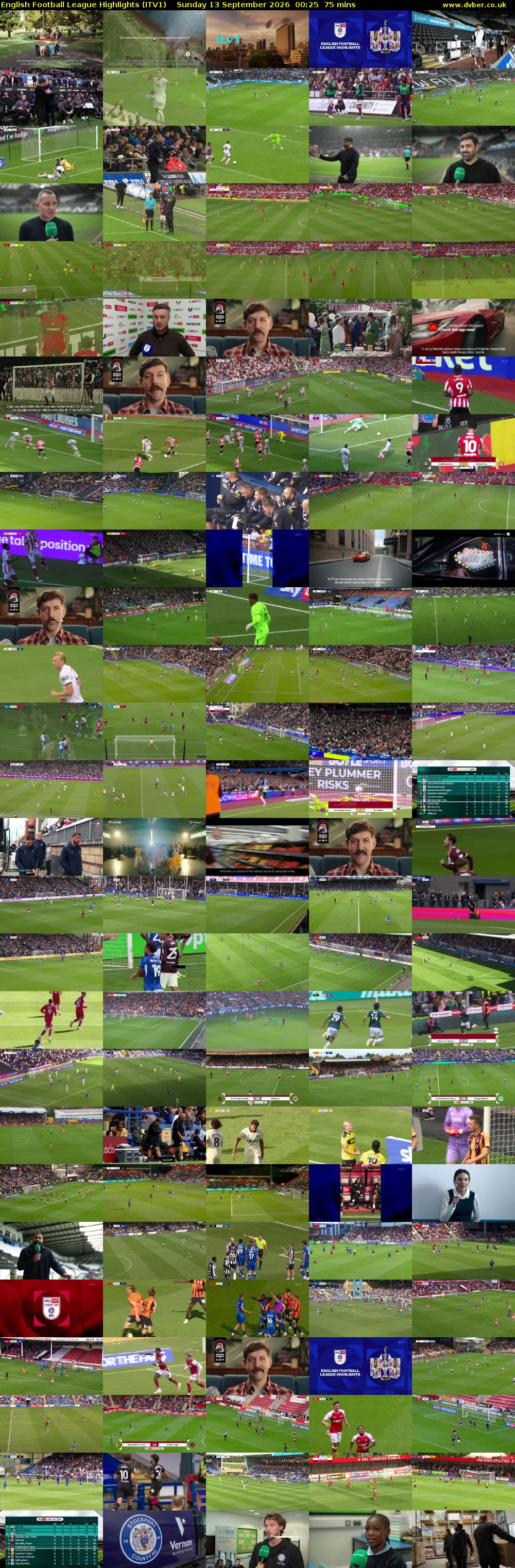 English Football League Highlights (ITV1) Sunday 13 September 2026 00:25 - 01:40
