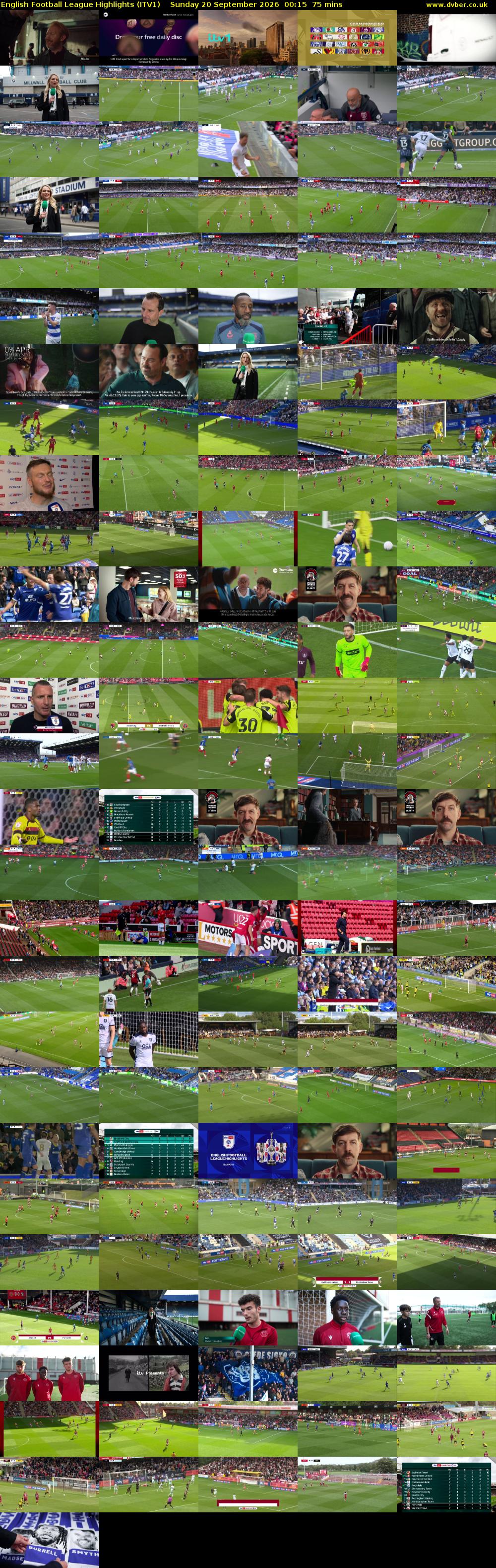 English Football League Highlights (ITV1) Sunday 20 September 2026 00:15 - 01:30