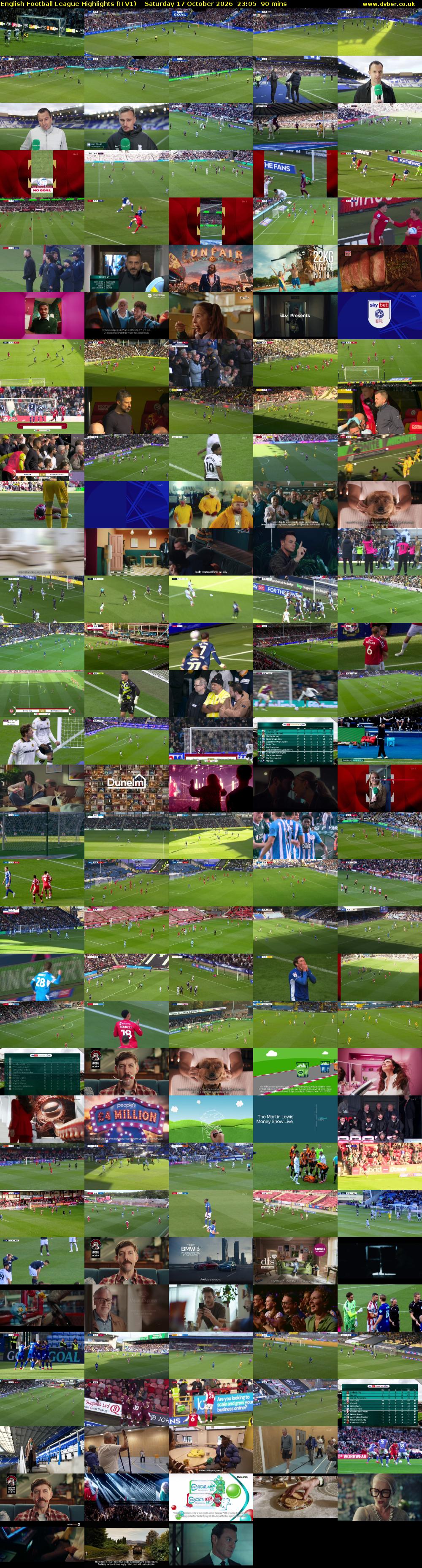 English Football League Highlights (ITV1) Saturday 17 October 2026 23:05 - 00:35