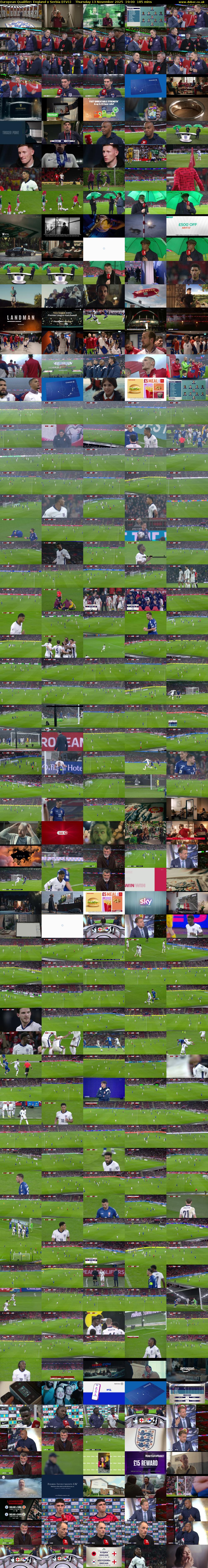 European Qualifier: England v Serbia (ITV1) Thursday 13 November 2025 19:00 - 22:05