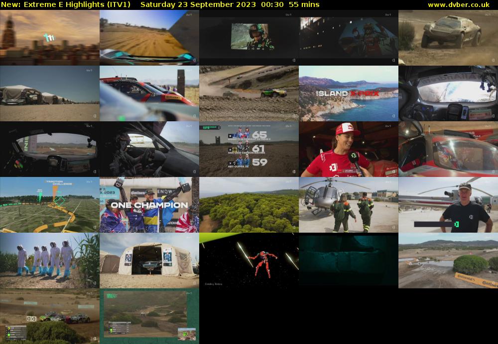 Extreme E Highlights (ITV1) Saturday 23 September 2023 00:30 - 01:25