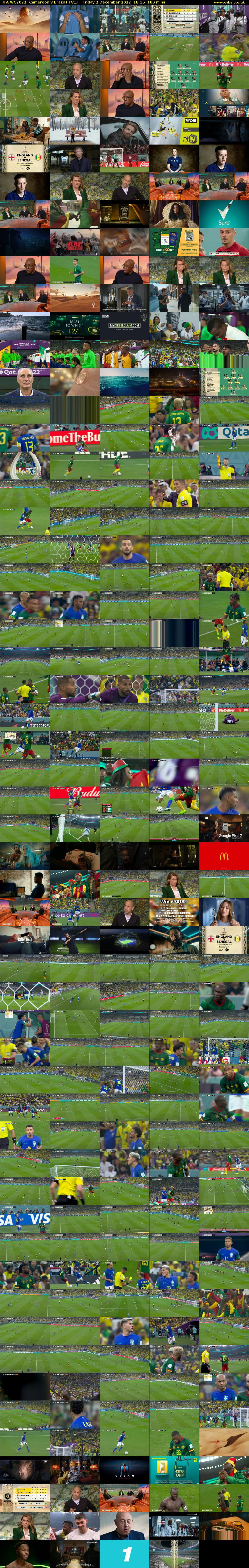 FIFA WC2022: Cameroon v Brazil (ITV1) Friday 2 December 2022 18:15 - 21:15