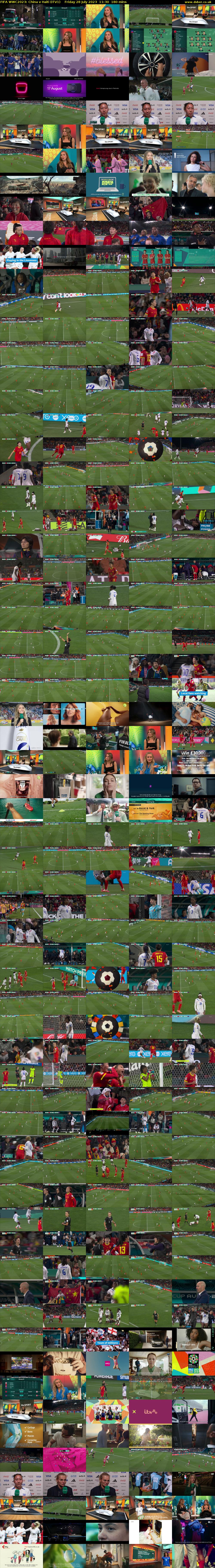 FIFA WWC2023: China v Haiti (ITV1) Friday 28 July 2023 11:30 - 14:30
