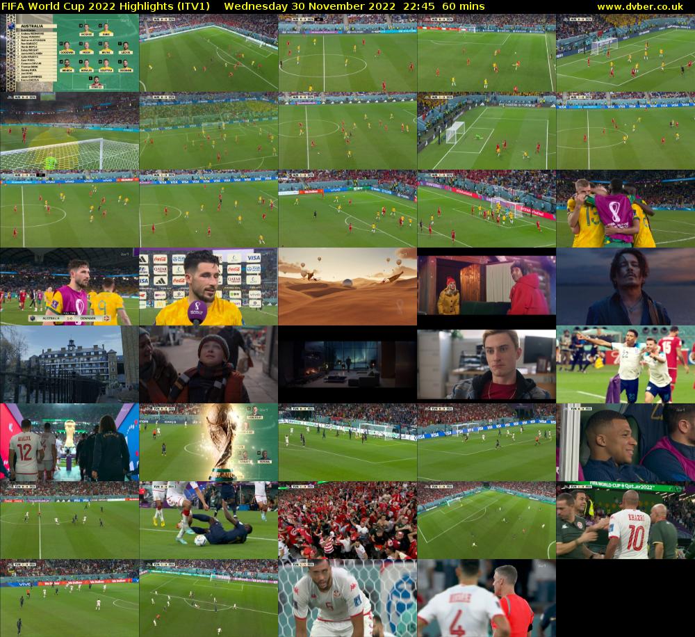 FIFA World Cup 2022 Highlights (ITV1) Wednesday 30 November 2022 22:45 - 23:45