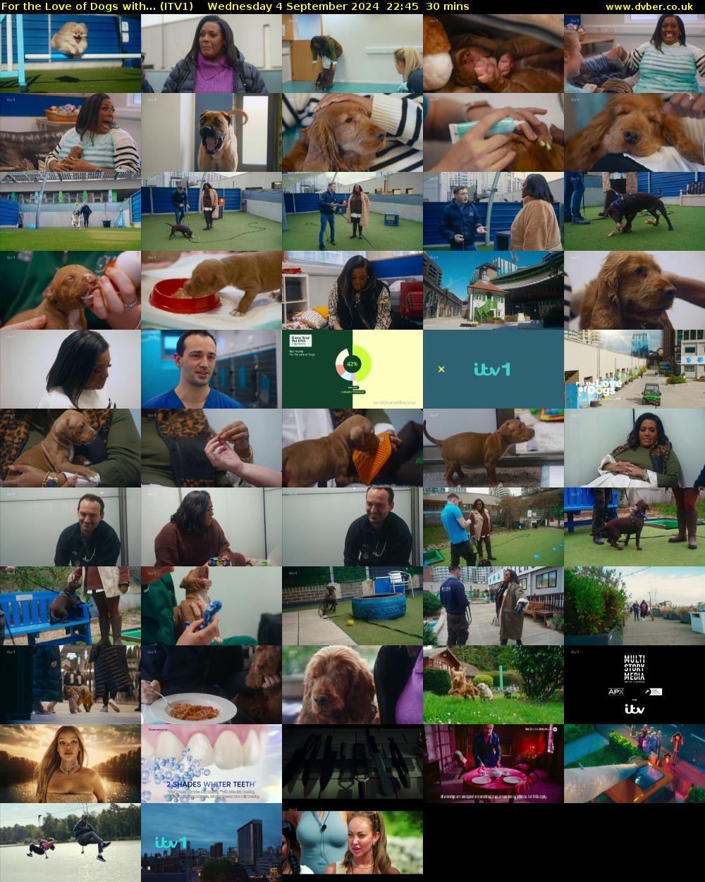 For the Love of Dogs with... (ITV1) Wednesday 4 September 2024 22:45 - 23:15