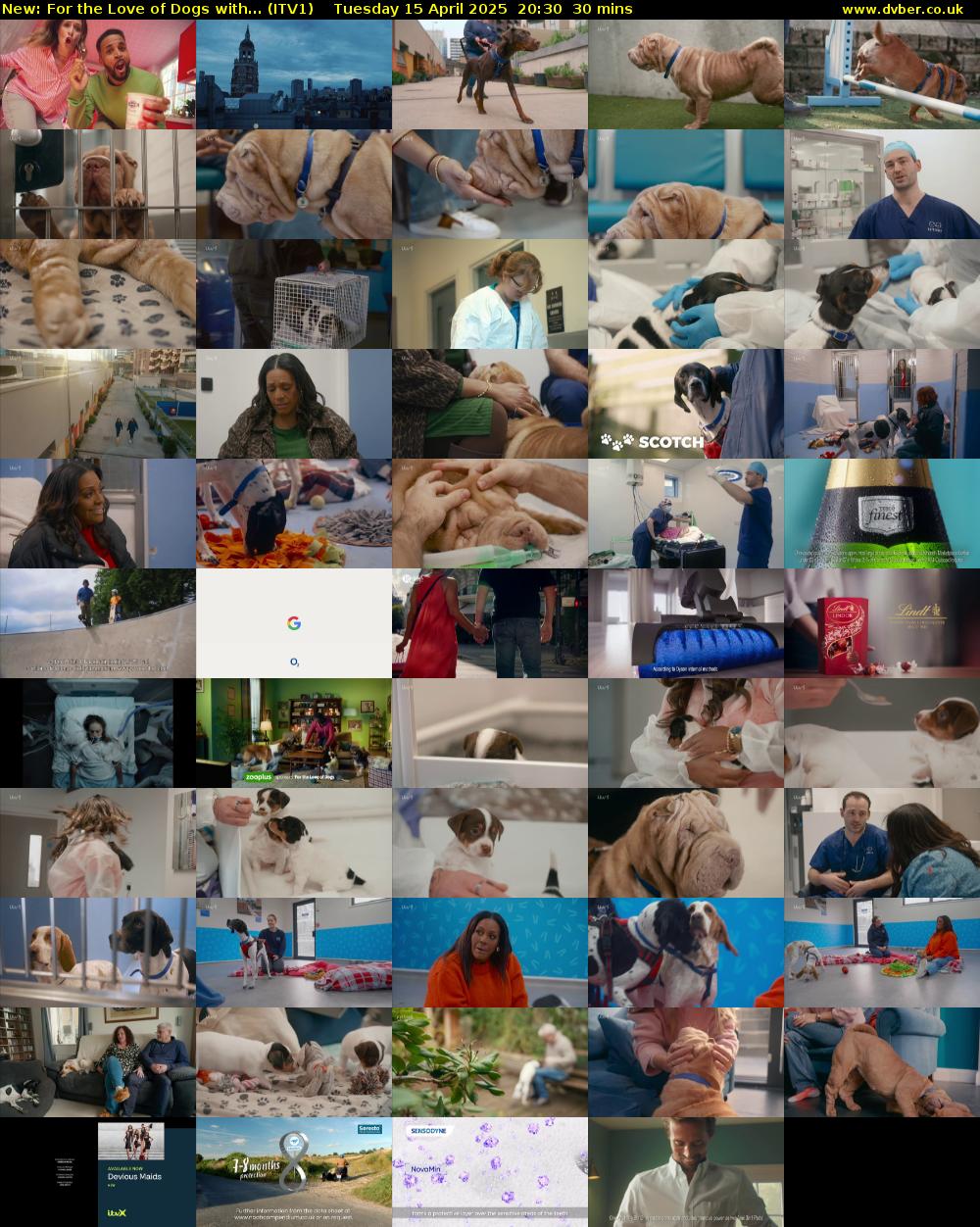 For the Love of Dogs with... (ITV1) Tuesday 15 April 2025 20:30 - 21:00