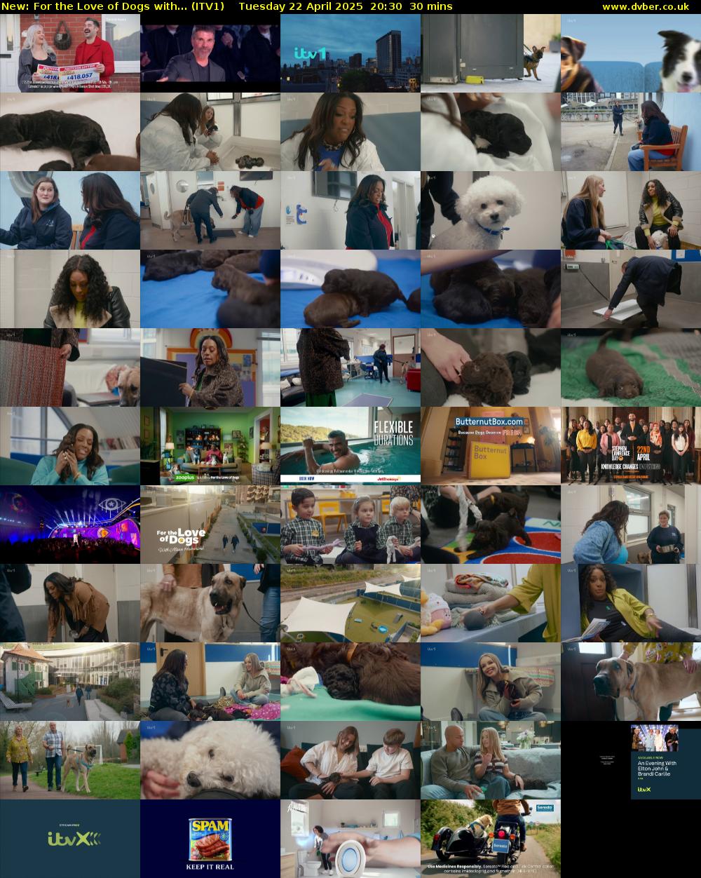 For the Love of Dogs with... (ITV1) Tuesday 22 April 2025 20:30 - 21:00