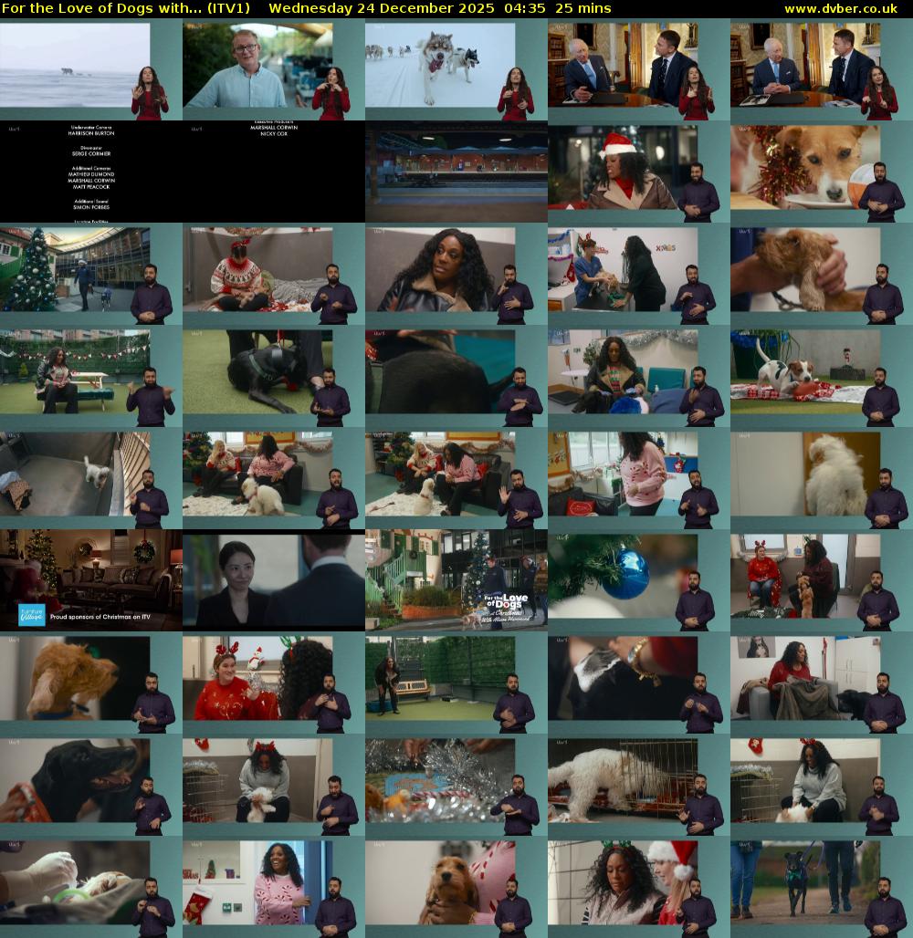 For the Love of Dogs with... (ITV1) Wednesday 24 December 2025 04:35 - 05:00