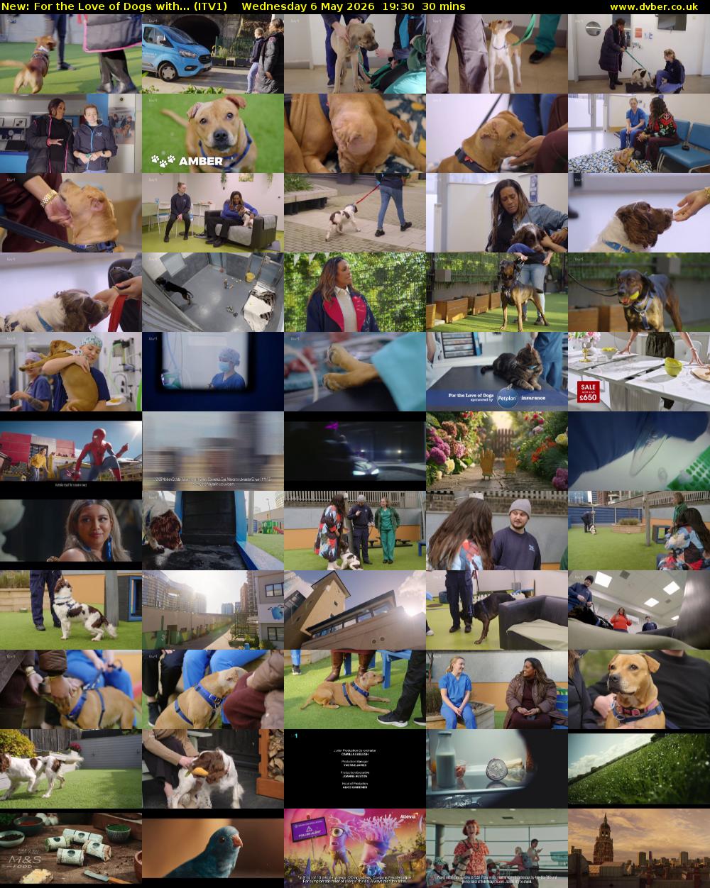 For the Love of Dogs with... (ITV1) Wednesday 6 May 2026 19:30 - 20:00