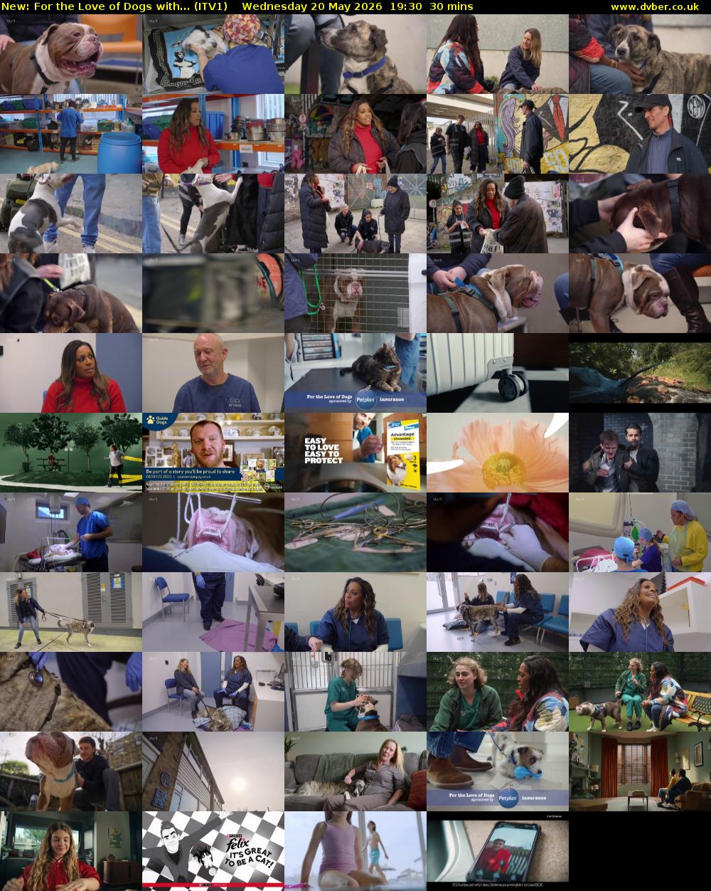 For the Love of Dogs with... (ITV1) Wednesday 20 May 2026 19:30 - 20:00