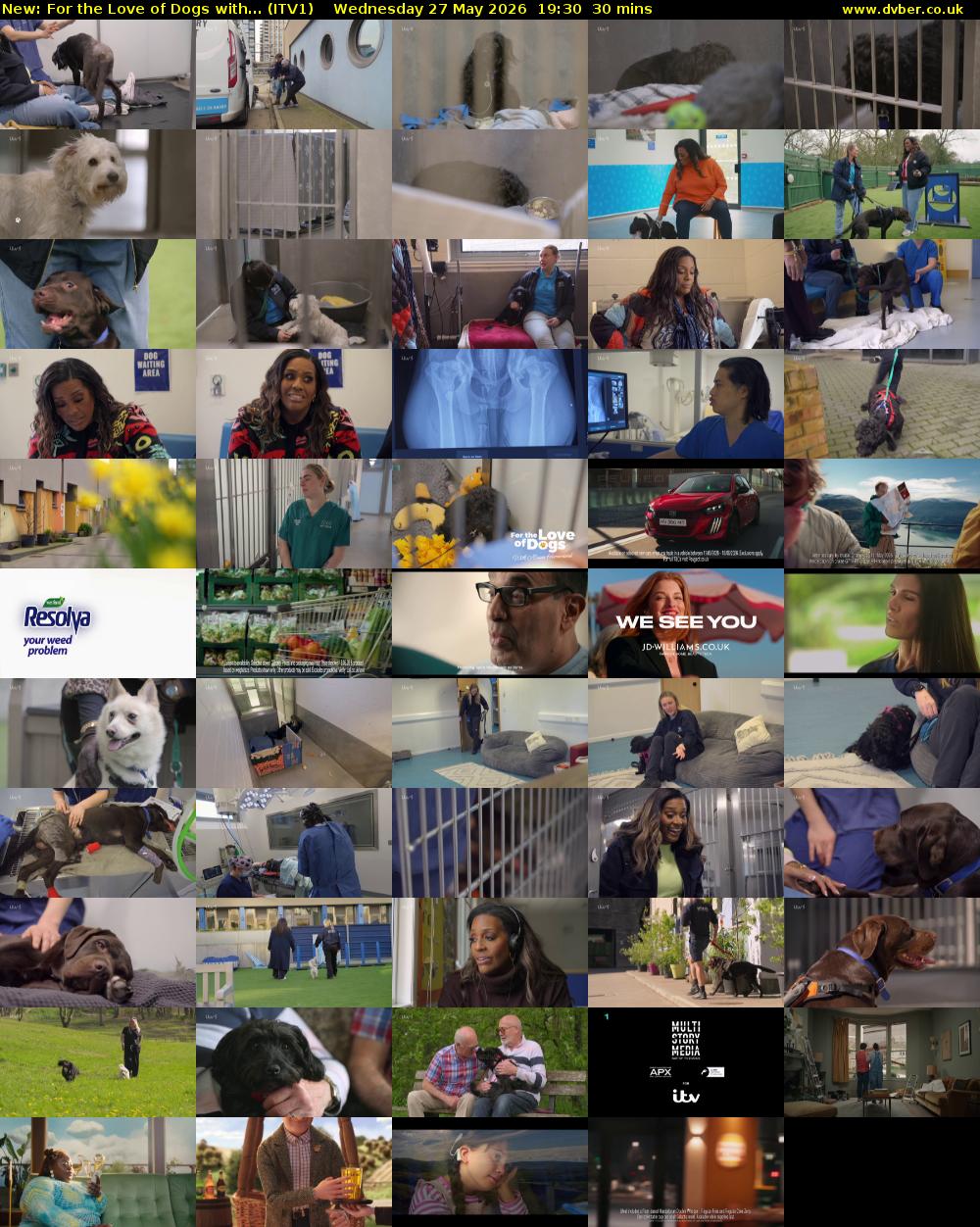 For the Love of Dogs with... (ITV1) Wednesday 27 May 2026 19:30 - 20:00
