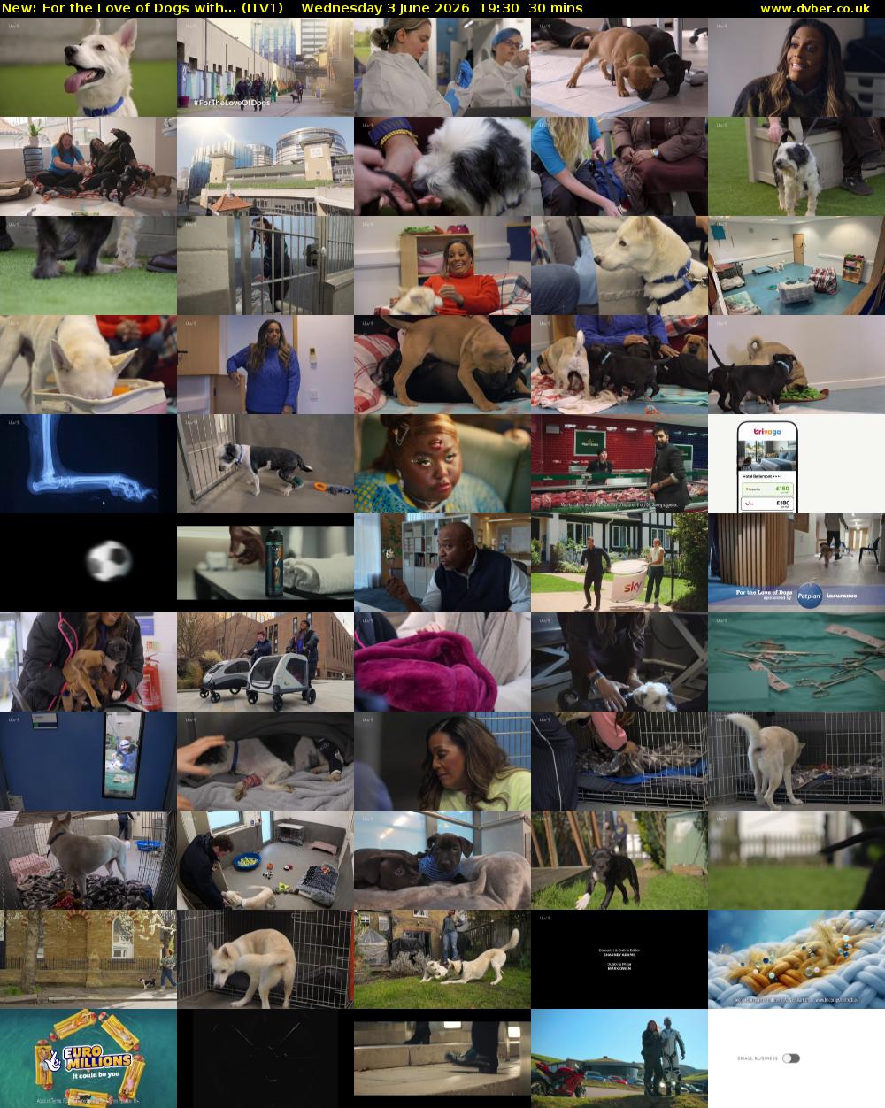 For the Love of Dogs with... (ITV1) Wednesday 3 June 2026 19:30 - 20:00