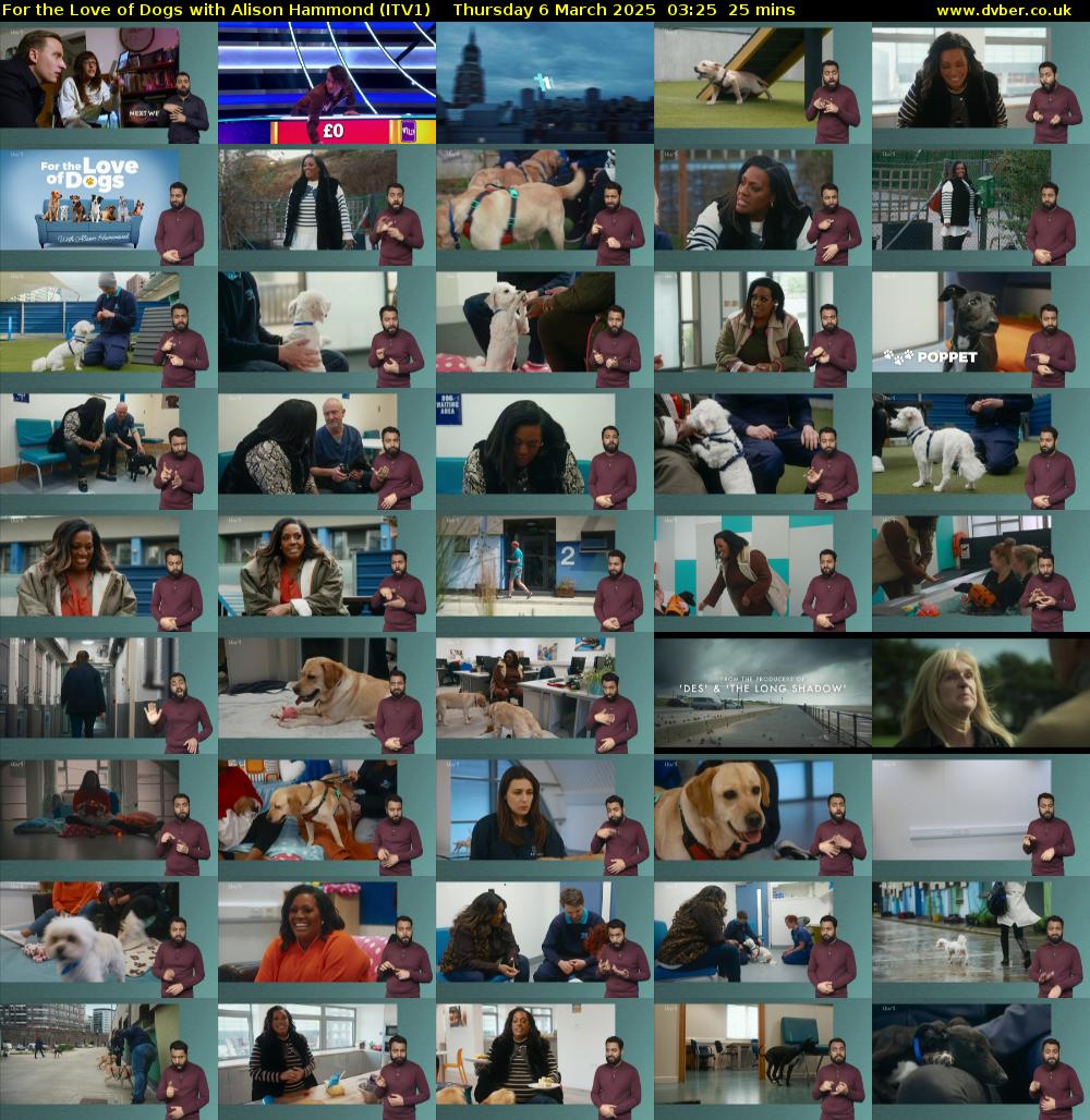 For the Love of Dogs with Alison Hammond (ITV1) Thursday 6 March 2025 03:25 - 03:50