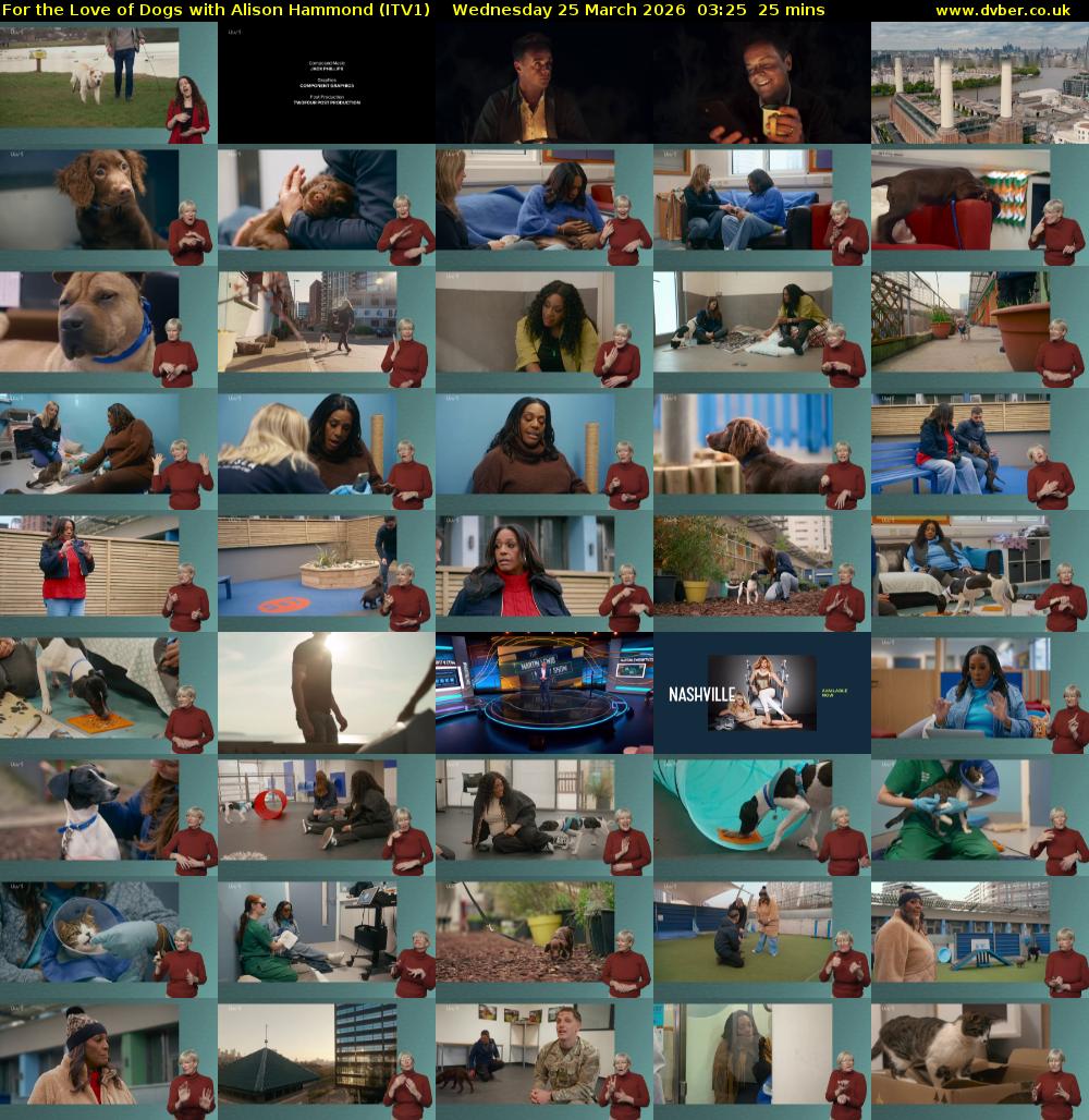 For the Love of Dogs with Alison Hammond (ITV1) Wednesday 25 March 2026 03:25 - 03:50