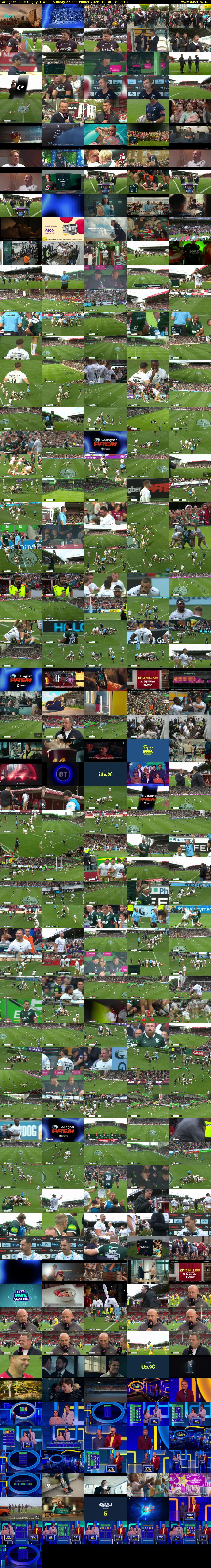Gallagher PREM Rugby (ITV1) Sunday 27 September 2026 14:30 - 17:30