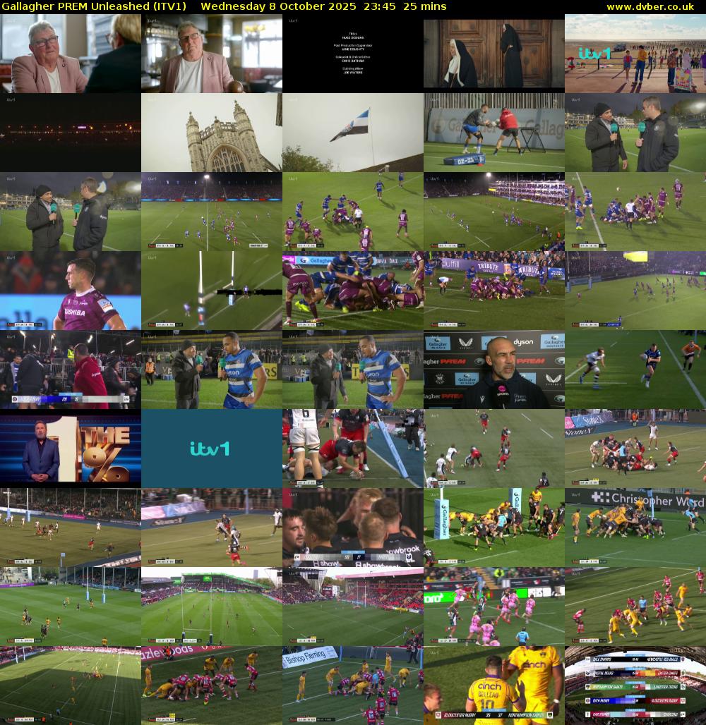 Gallagher PREM Unleashed (ITV1) Wednesday 8 October 2025 23:45 - 00:10