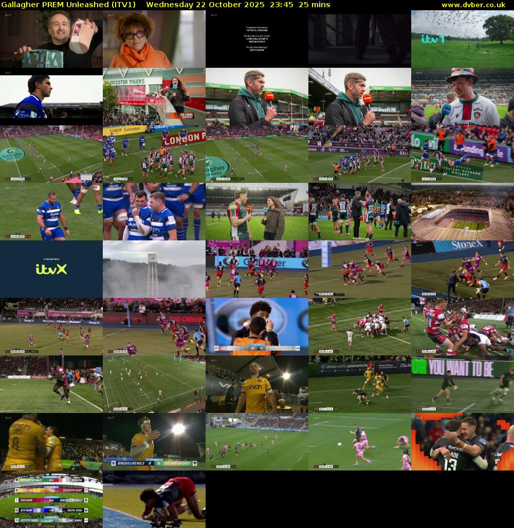 Gallagher PREM Unleashed (ITV1) Wednesday 22 October 2025 23:45 - 00:10