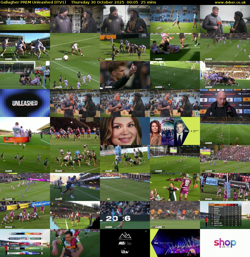 Gallagher PREM Unleashed (ITV1) Thursday 30 October 2025 00:05 - 00:30