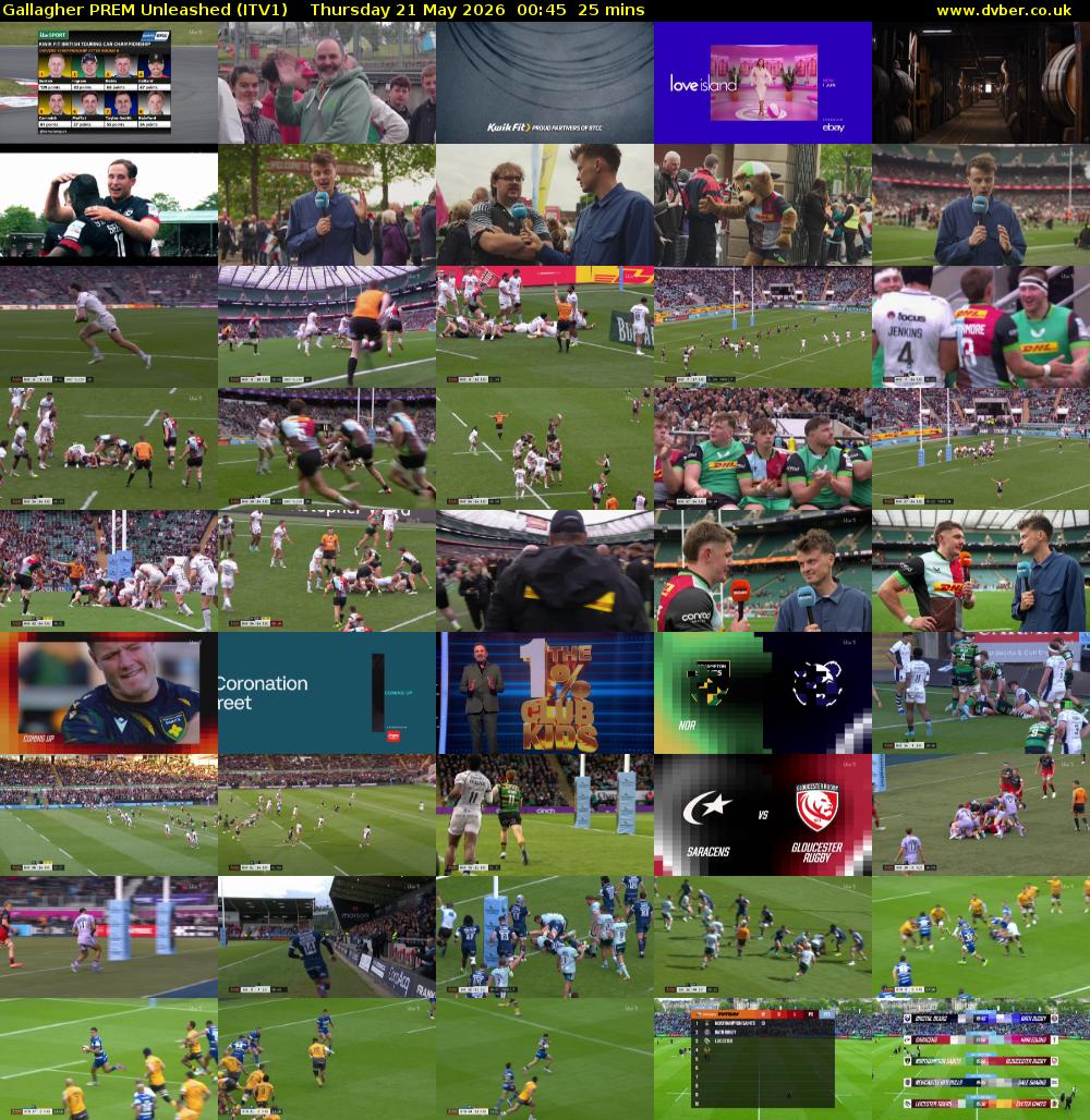 Gallagher PREM Unleashed (ITV1) Thursday 21 May 2026 00:45 - 01:10