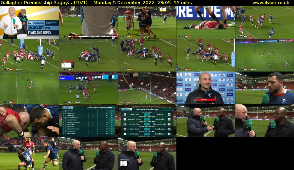 Gallagher Premiership Rugby... (ITV1) Monday 5 December 2022 23:05 - 00:00