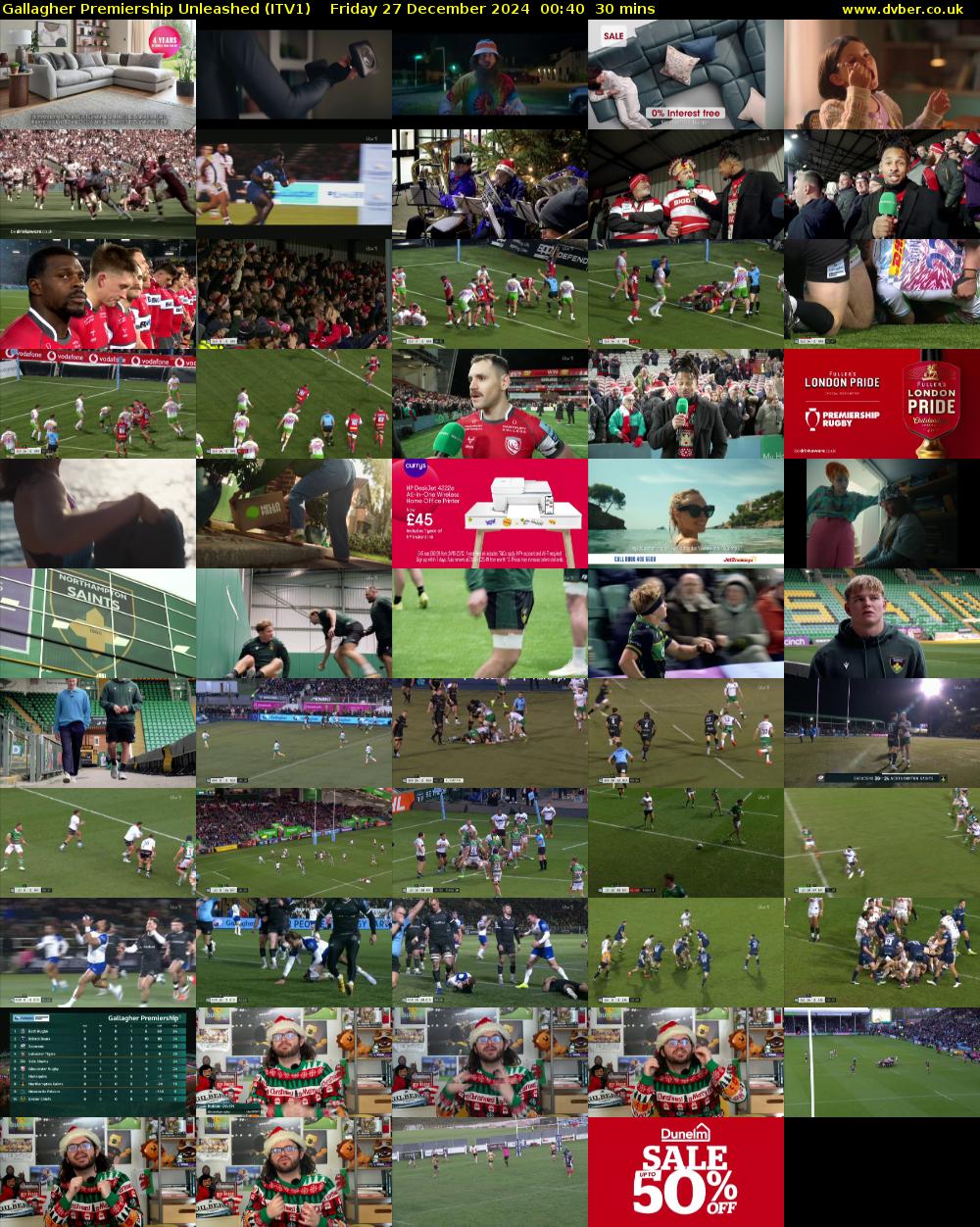 Gallagher Premiership Unleashed (ITV1) Friday 27 December 2024 00:40 - 01:10