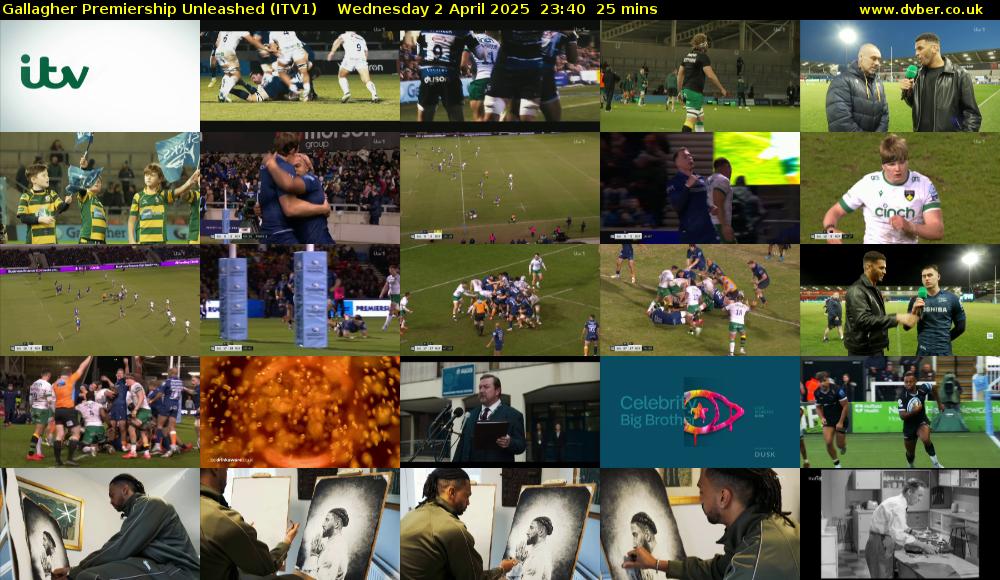 Gallagher Premiership Unleashed (ITV1) Wednesday 2 April 2025 23:40 - 00:05