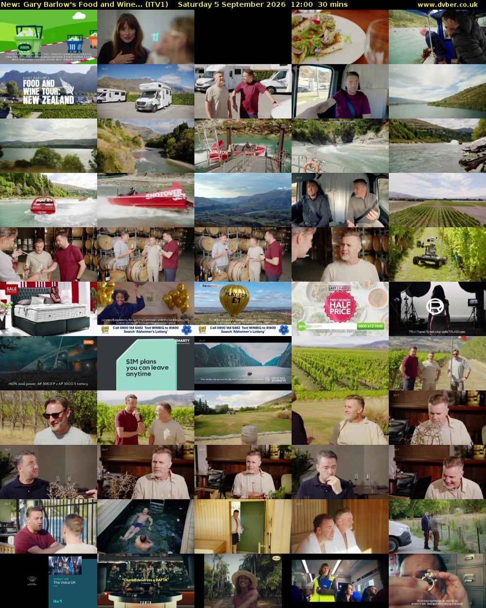 Gary Barlow's Food and Wine... (ITV1) Saturday 5 September 2026 12:00 - 12:30