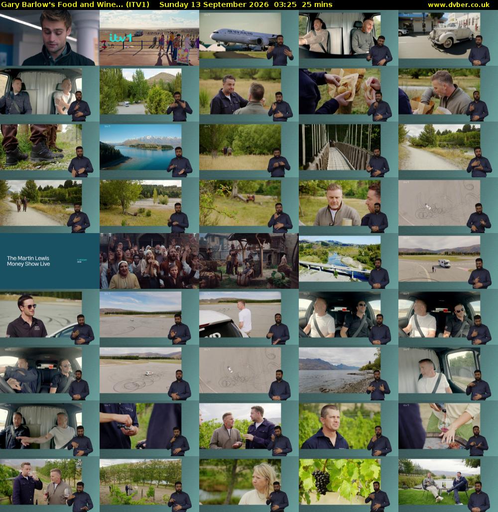 Gary Barlow's Food and Wine... (ITV1) Sunday 13 September 2026 03:25 - 03:50