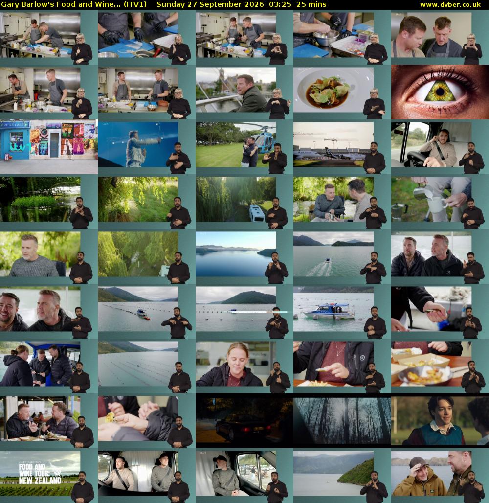 Gary Barlow's Food and Wine... (ITV1) Sunday 27 September 2026 03:25 - 03:50