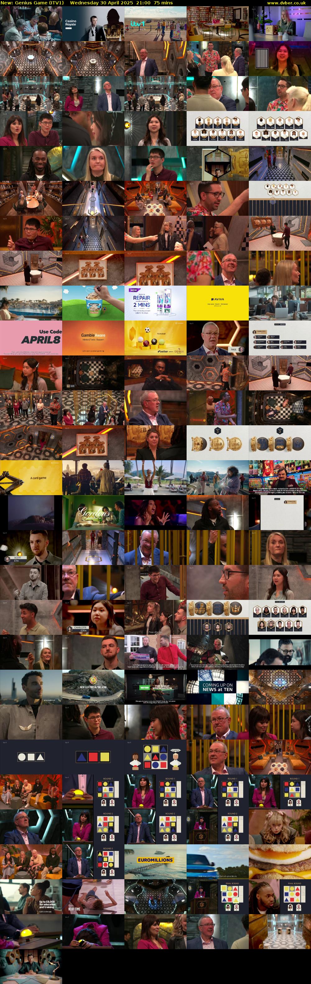 Genius Game (ITV1) Wednesday 30 April 2025 21:00 - 22:15