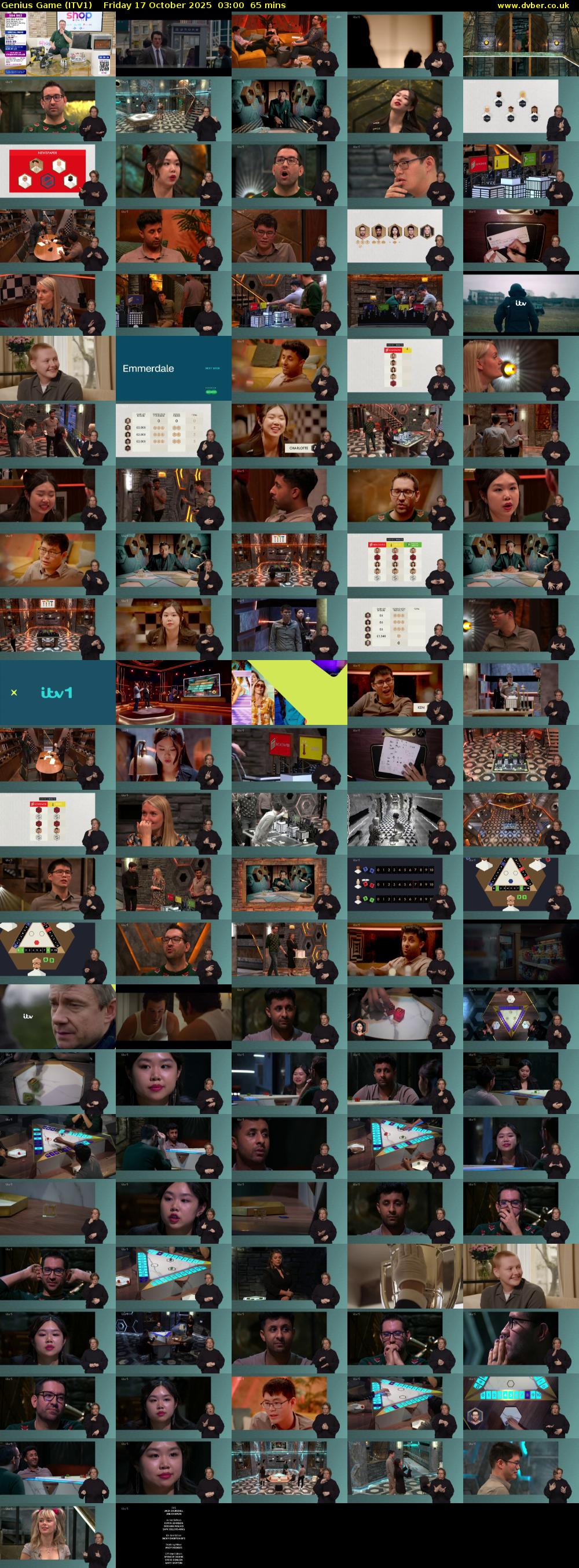 Genius Game (ITV1) Friday 17 October 2025 03:00 - 04:05