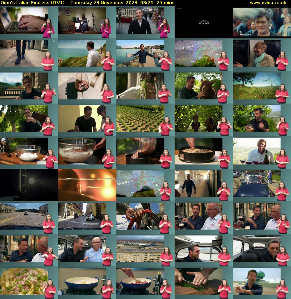 Gino's Italian Express (ITV1) Thursday 23 November 2023 03:25 - 03:50