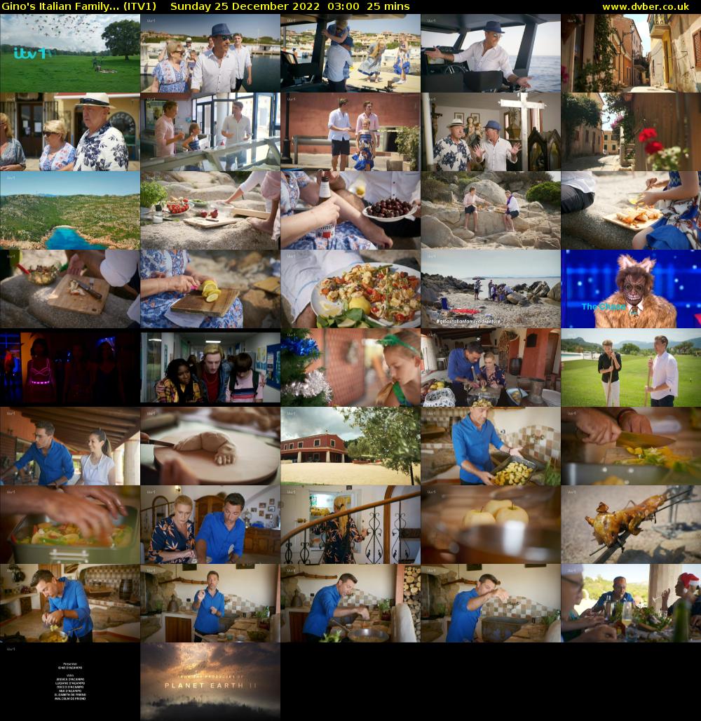 Gino's Italian Family... (ITV1) Sunday 25 December 2022 03:00 - 03:25