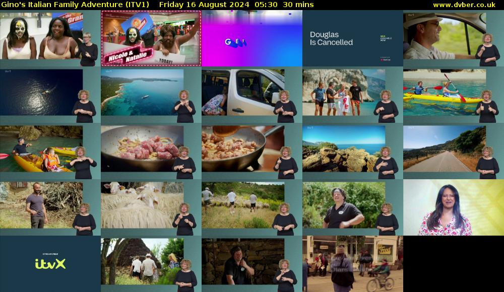 Gino's Italian Family Adventure (ITV1) Friday 16 August 2024 05:30 - 06:00