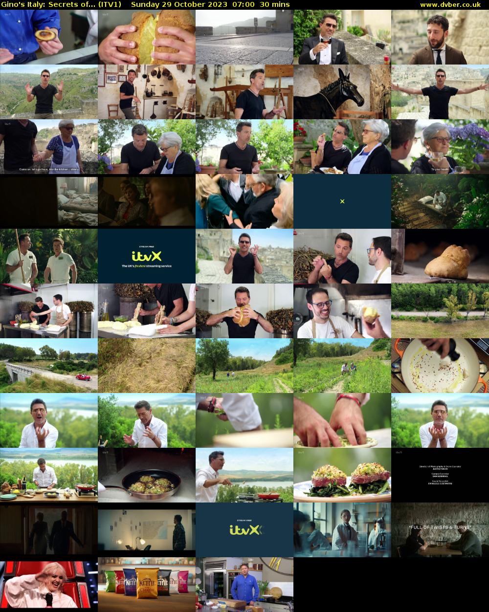 Gino's Italy: Secrets of... (ITV1) Sunday 29 October 2023 07:00 - 07:30